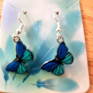 Handcrafted blue butterfly earrings